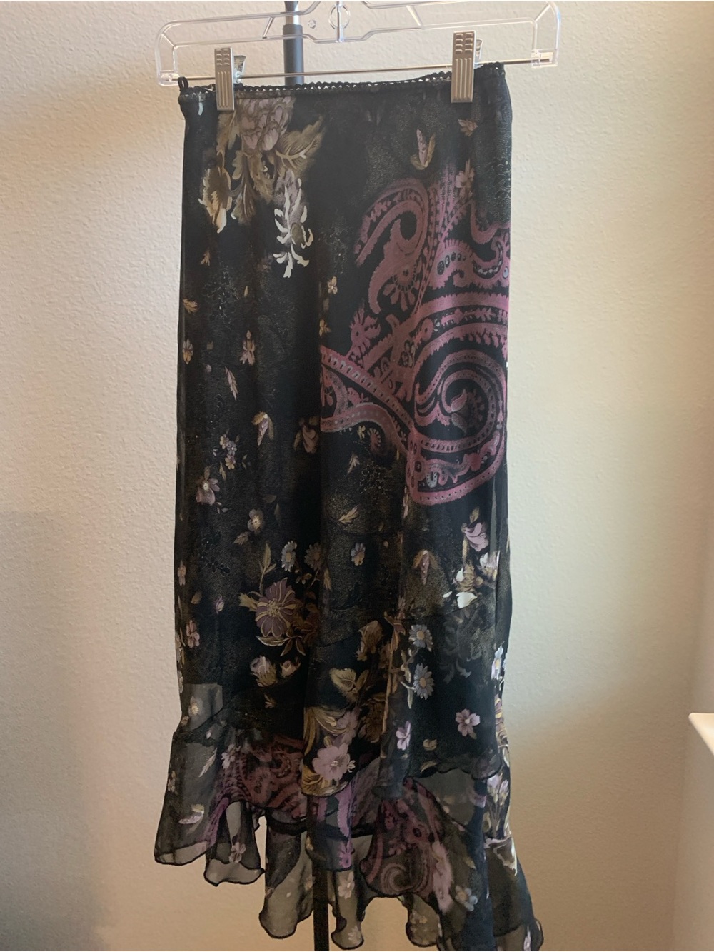 Connected Apparel Black Floral & Paisley Skirt Whimsigoth Y2K vintage Size M - Picture 2 of 11